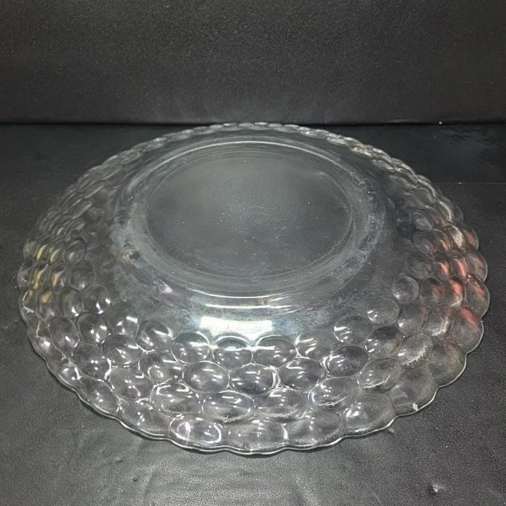 EAPG Bubble Clear Glass Chop Plate, Vtg Honeycomb Serving‎ Platter, Centerpiece